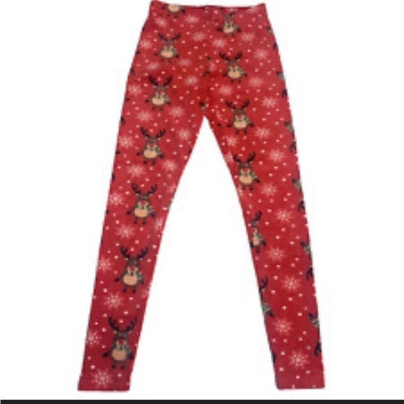 No Boundaries Other - No Boundaries Christmas Reindeer Red Leggings for Girls Size M(7-9) for Girls